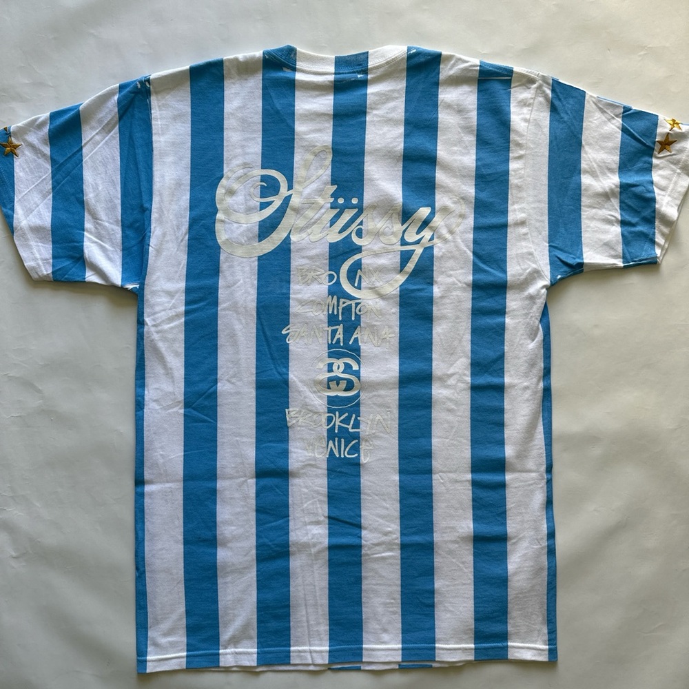 Vintage Stussy 90s printed stripe world tour tee medium